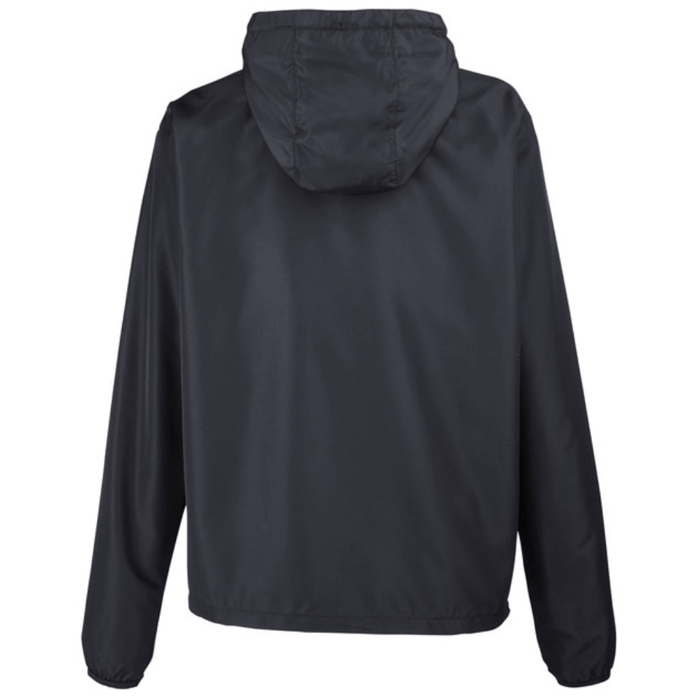 FuelTech's Black FT Windbreaker Jacket with Hood view of Back