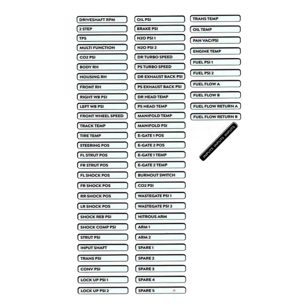FuelTech Input/Output Label Kit